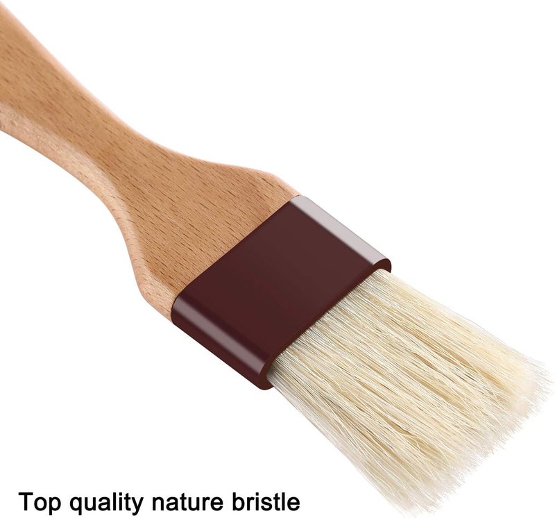 saizone 1 inch & 1.5 inch Pastry Brush Natural Boar Bristle Basting Brush Kitchen Oil Brush with Beech Wooden Handle and Hanging Rope String Grill BBQ Sauce Baster Baking Cooking Marinade Brushes (Pack of 2) - Image 3