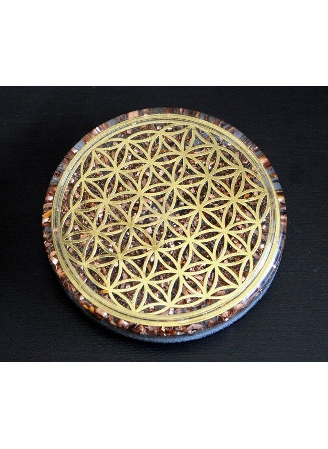 ZZYBIA - Orgonite Orgone 4" Flower Of Life Coaster Water Charging Plate Energy Reversible Dome - Image 1
