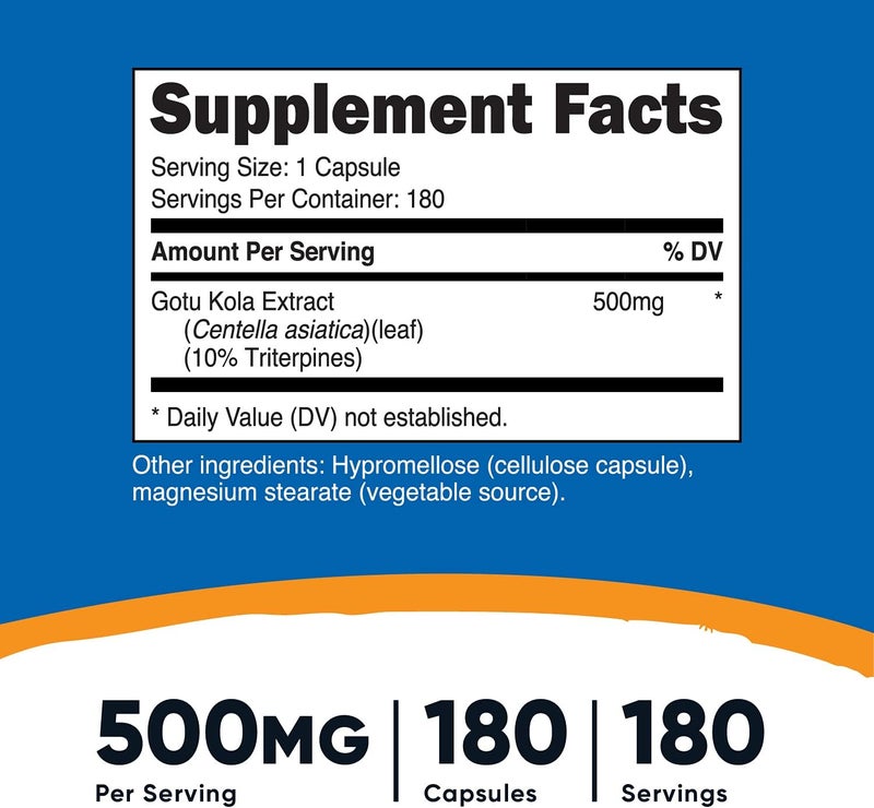 Nutricost Gotu Kola 500 MG 180 Capsules  Vegetarian Capsules Gluten Free NonGMO - Image 2