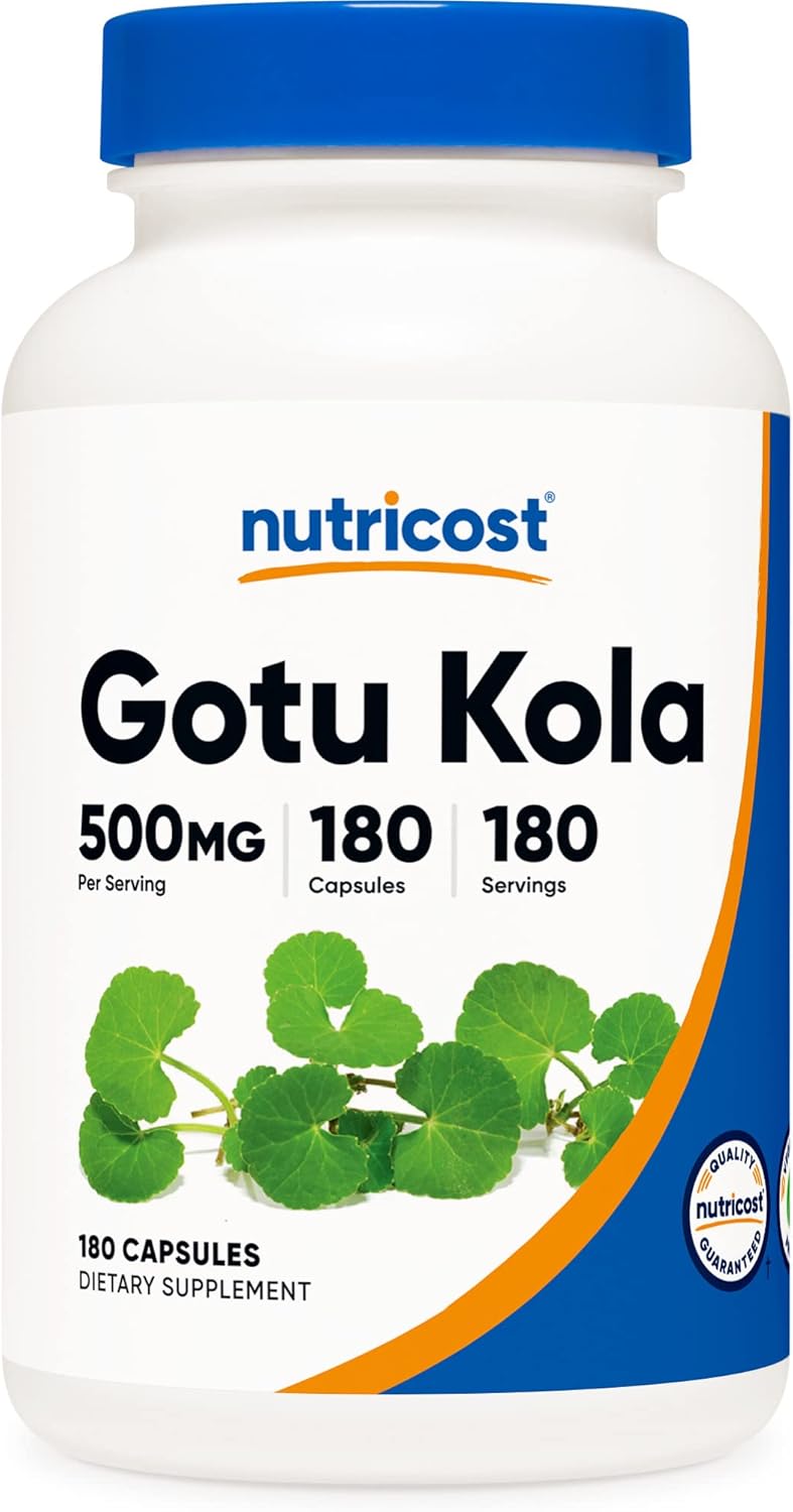 Nutricost Gotu Kola 500 MG 180 Capsules  Vegetarian Capsules Gluten Free NonGMO - Image 1