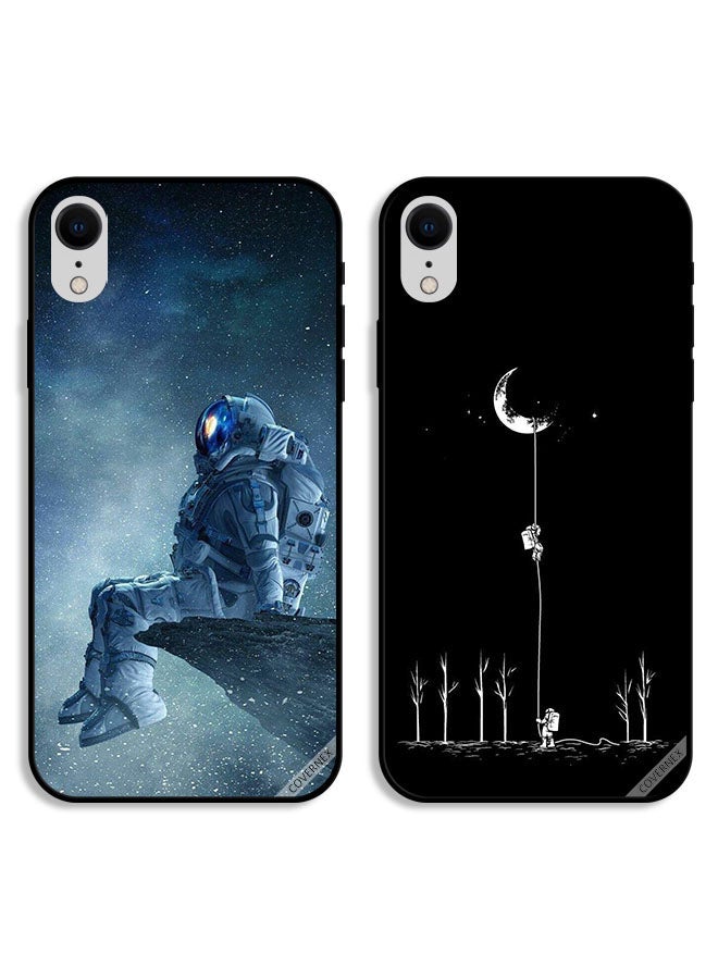 Covernex Two Cases For Apple iPhone XR Protective Covers Astronaut Tired To Moon - Image 1