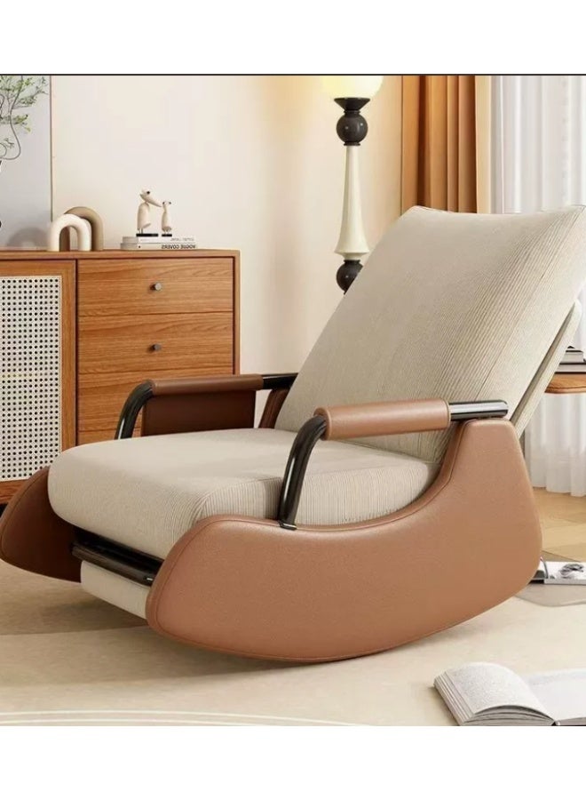 Adjustable Reclining Rocking Lounge Chair with Retractable Footrest, Soft Corduroy Lazy Sofa Chair with Side Storage Pocket, Ergonomic Single Leisure Armchair for Living Room Bedroom Balcony - Image 2