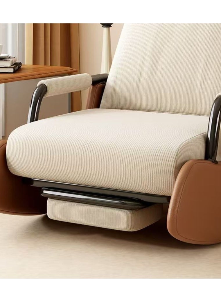 Adjustable Reclining Rocking Lounge Chair with Retractable Footrest, Soft Corduroy Lazy Sofa Chair with Side Storage Pocket, Ergonomic Single Leisure Armchair for Living Room Bedroom Balcony - Image 5