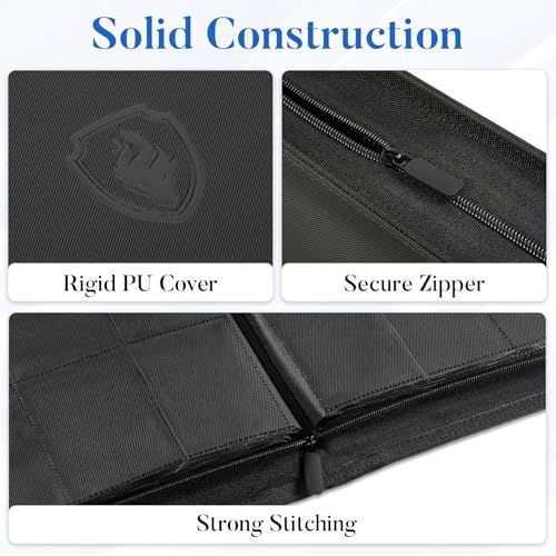 Fabmaker Premium Zip Card Binder 12 Pocket, Fabmaker 912 Pockets Trading Card Binder, PU Zipper Card Collection Album, Sturdy Side-Loading Card Book Holder for MTG, TCG, Game Cards, Sports Cards, Black - Image 2