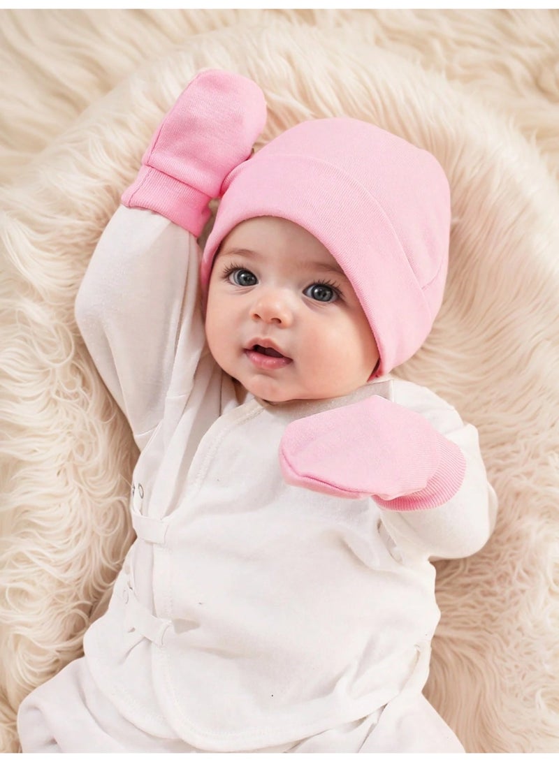 Kisunya 3pcs Set Baby Infant Girls Soft Protective Hedging Hat + Gloves 4 Seasons Set – Ideal for Newborn Hospital Use, Daily Wear, and Seasonal Comfort for Your Little One's Delicate Skin - Image 3