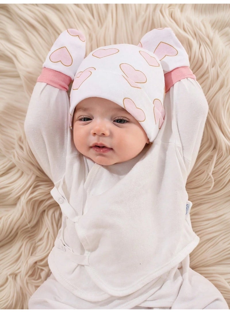 Kisunya 3pcs Set Baby Infant Girls Soft Protective Hedging Hat + Gloves 4 Seasons Set – Ideal for Newborn Hospital Use, Daily Wear, and Seasonal Comfort for Your Little One's Delicate Skin - Image 4