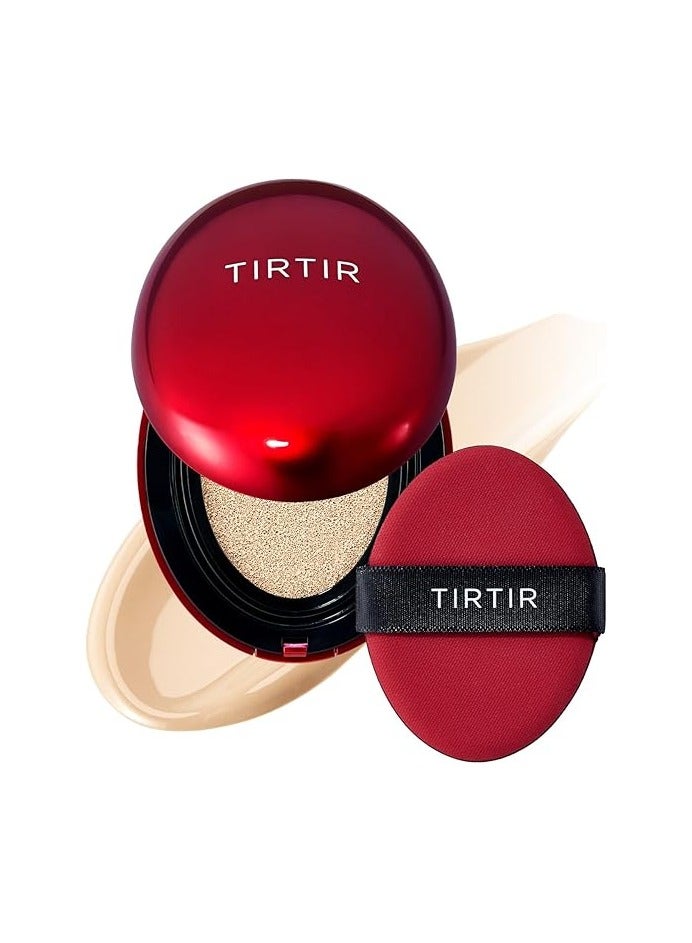 ترتر كريم أساس TIRTIR Mask Fit Red Cushion | الاختيار رقم 1 في اليابان للبشرة الزجاجية، طويل الأمد، خفيف الوزن، تغطية قابلة للبناء، شبه لامع (17 واط فانيليا فرنسية، 0.63 أونصة سائلة) - Image 1