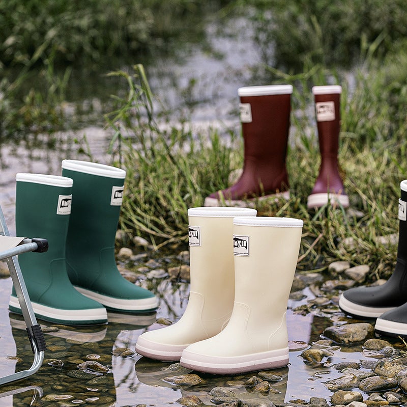 High-Top Rain Boots Couple'S Adult Net Red Fashion Soft Bottom Wear-Resistant Water Boots Rubber Shoes Waterproof Non-Slip Sea Driving Rain Boots - Image 5
