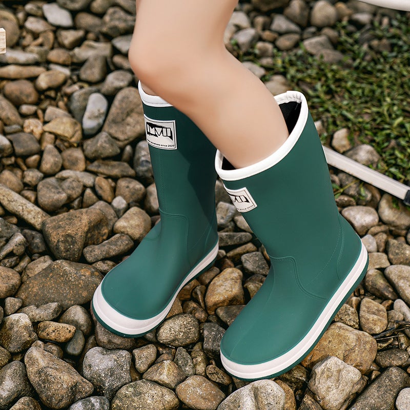 High-Top Rain Boots Couple'S Adult Net Red Fashion Soft Bottom Wear-Resistant Water Boots Rubber Shoes Waterproof Non-Slip Sea Driving Rain Boots - Image 4