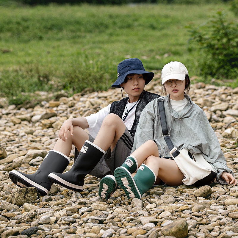 High-Top Rain Boots Couple'S Adult Net Red Fashion Soft Bottom Wear-Resistant Water Boots Rubber Shoes Waterproof Non-Slip Sea Driving Rain Boots - Image 3