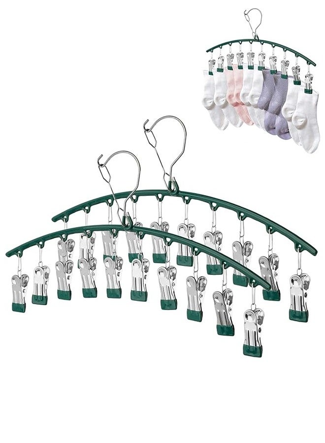 2Pack Clothes Hanger Metal Pants Hanger Hangers With Clips Closet Organizers and Storage(Green) - Image 1