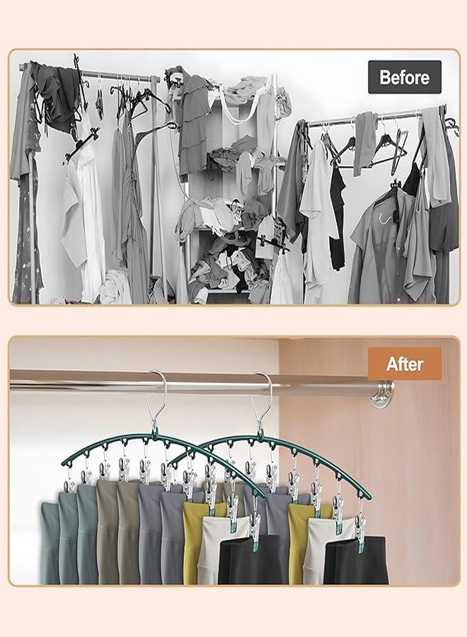 2Pack Clothes Hanger Metal Pants Hanger Hangers With Clips Closet Organizers and Storage(Green) - Image 2