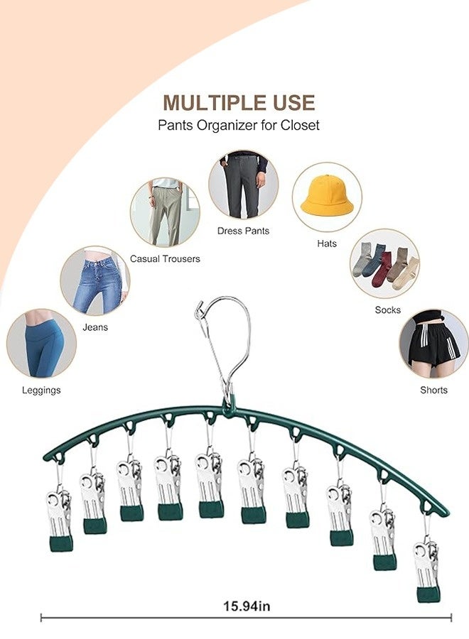 2Pack Clothes Hanger Metal Pants Hanger Hangers With Clips Closet Organizers and Storage(Green) - Image 3