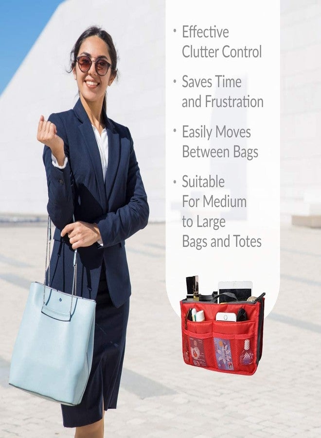 Flywind Daily Travel Utility and Toiletries Organizer Inserts Pouch for Girl Women Handbag Tote | Multipurpose Storage Compartments Ladies Accessories Hand Bag Purse (Red) - Image 4