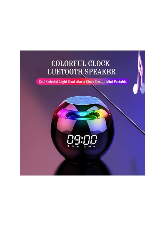Generic - Generic Alarm Clock Radio For Bedroom Night Light Bluetooth Speaker Colorful Night Light Digital Alarm Clock With Led Display Mini Portable Multifunction Alarm Speaker Black - Image 1