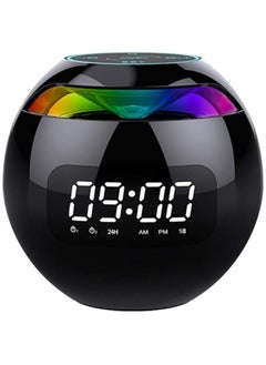 Generic Alarm Clock Radio For Bedroom Night Light Bluetooth Speaker Colorful Night Light Digital Alarm Clock With Led Display Mini Portable Multifunction Alarm Speaker Black