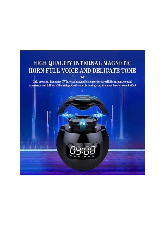 Generic - Generic Alarm Clock Radio For Bedroom Night Light Bluetooth Speaker Colorful Night Light Digital Alarm Clock With Led Display Mini Portable Multifunction Alarm Speaker Black - Image 1