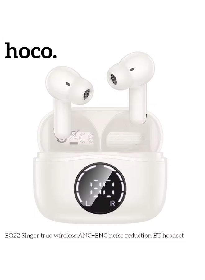 Hoco EQ22 TWS Wireless Earbuds BT 5.4 Headphones Stereo Ear Buds Noise Cancelling Mic LED Display white - Image 1