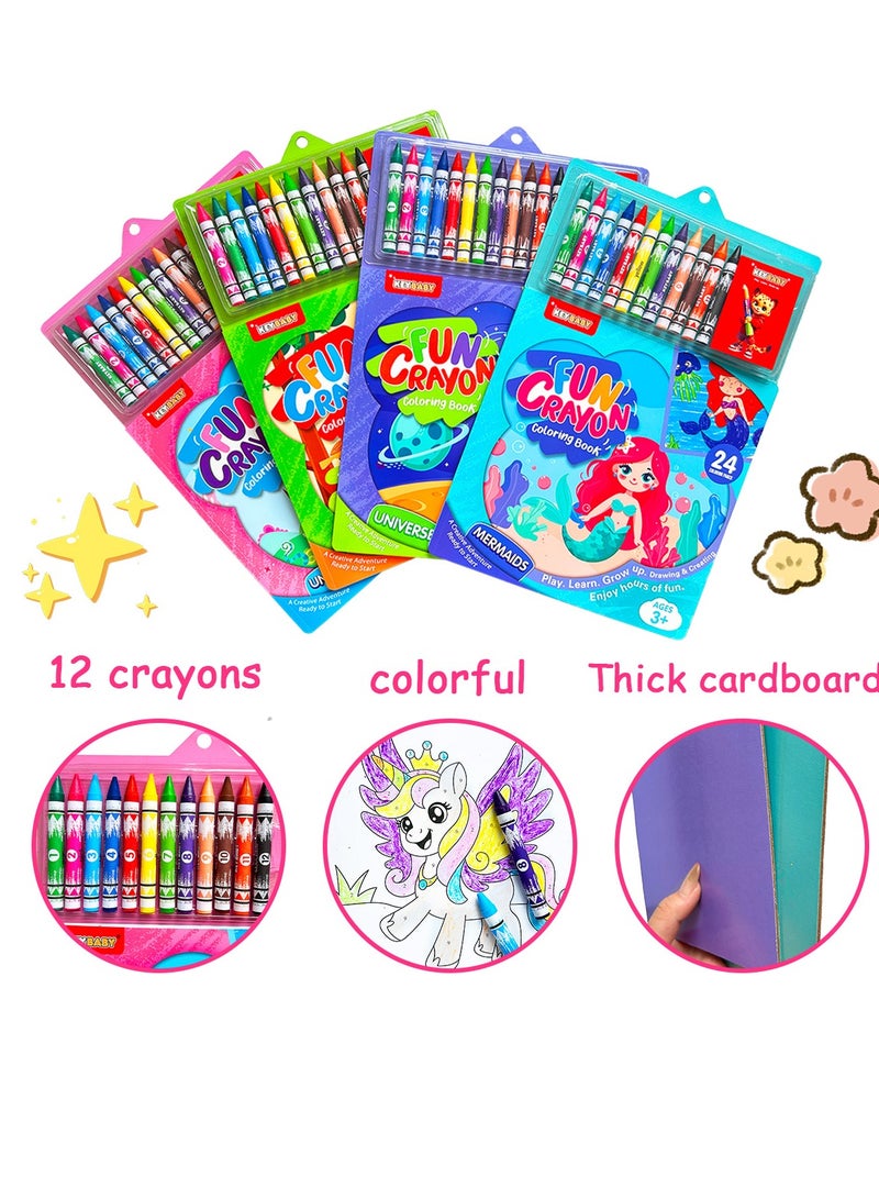 A cute pattern series of entry-level digital coloring books that easily cultivate children's interest in coloring. Doodle painting kindergarten art coloring book, coloring book uses thick paper, coloring does not easily bleed through. Suitable as a gift for back-to-school season and graduation season, comes with 12 crayons. - Image 2