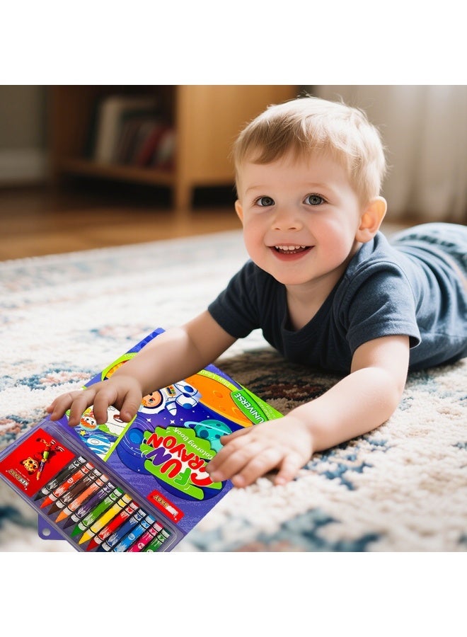 This 4-piece beautifully illustrated coloring book easily cultivates children's coloring skills. Made with thick paper to prevent ink leakage, it includes 12 crayons and makes a perfect New Year's gift. - Image 4