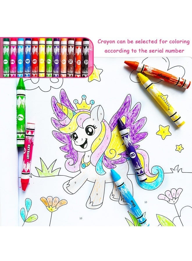 This 4-piece beautifully illustrated coloring book easily cultivates children's coloring skills. Made with thick paper to prevent ink leakage, it includes 12 crayons and makes a perfect New Year's gift. - Image 2