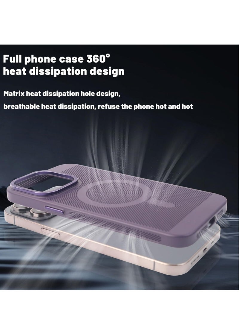 Excefore Anti-Fingerprint/Skid Cover, Heat Dissipation Case for iPhone 14 Pro Max Case with MagSafe Mesh Breathable Cooling Magnetic Case for iPhone 14 Pro Max, Deep Purple  - Image 2