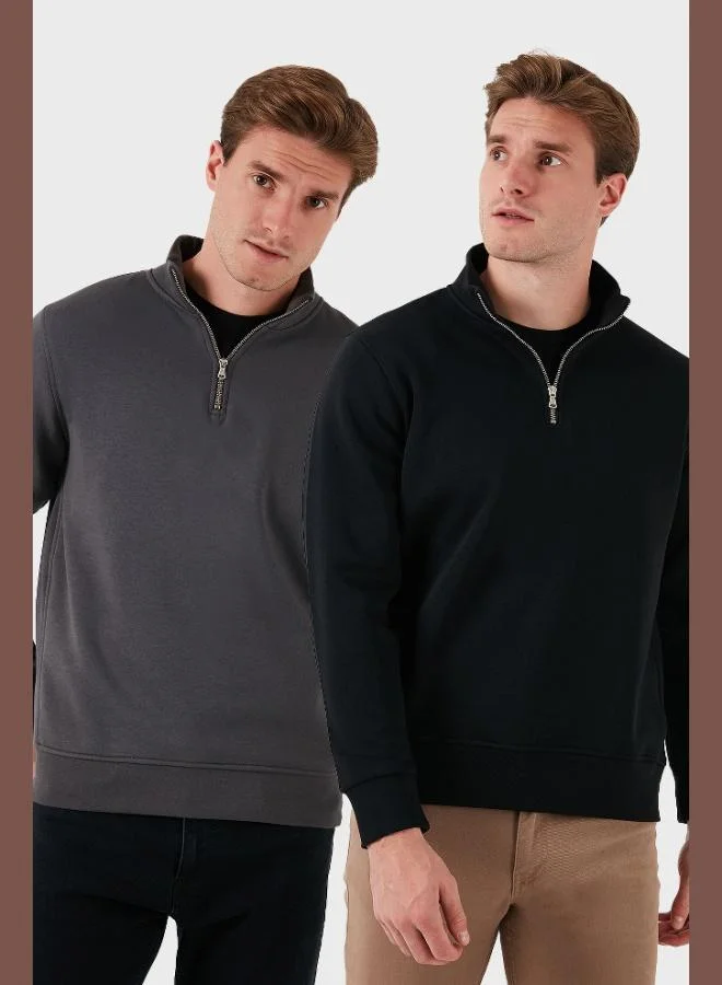 بوراتي بلوزة رجالي قطن بياقة واقفة قطعتين