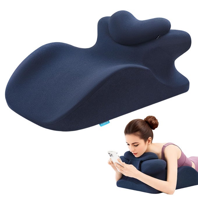 MEMORY FOAM ERGONOMIC WEDGE PILLOW PRONE PILLOW FOR SLEEPING READING PILLOW FOR BED ERGONOMIC SUPPORT FOR BACK PAIN ACID REFLUX SITTING UP IDEAL FOR MASSAGE WITH REMOVABLE COVER