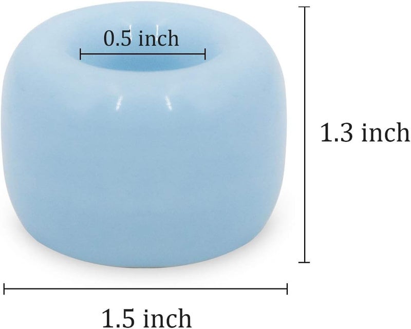 amoon Mini Ceramic Toothbrush Holder for Bathroom - Blue Small Countertop Organizer, Easy Clean Toothbrush Stand, Suit for Electric Toothbrush Head, Pens & Coffee Spoon, Pack of 2 - Image 2