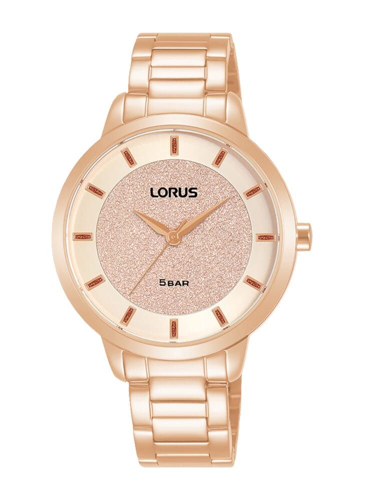 LORUS ساعة لوروس للنساء بعقرب ساعتي مينا بلون وردي ذهبي براق مصنوعة من الفولاذ المقاوم للصدأ RG288SX9 - Image 1