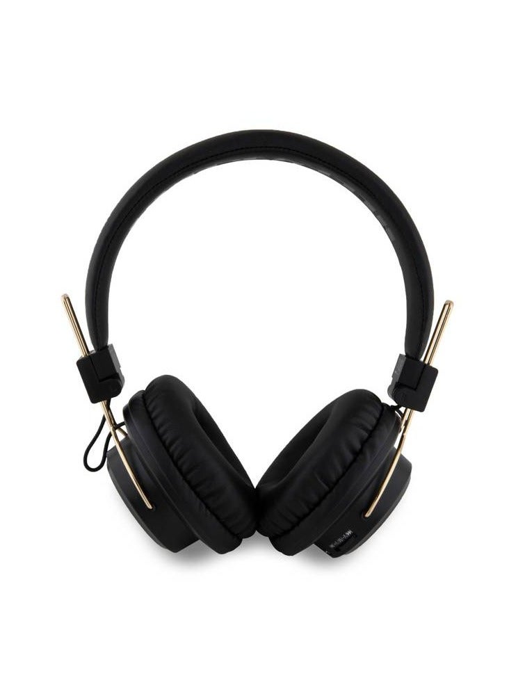 هالو كيتي سماعات رأس بلوتوث Hello Kitty بشعار معدني على شكل دائري / وقت موسيقى 7/8 ساعات / بلوتوث V5.0 / مسافة نقل 10 أمتار / منفذ شحن من النوع C - أسود - Image 3