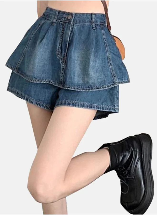 يونيكي Blue A-Line Mini Denim Skirts