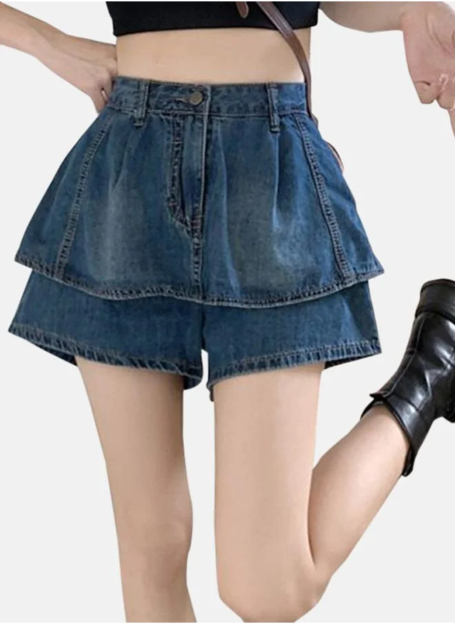 يونيكي Blue A-Line Mini Denim Skirts