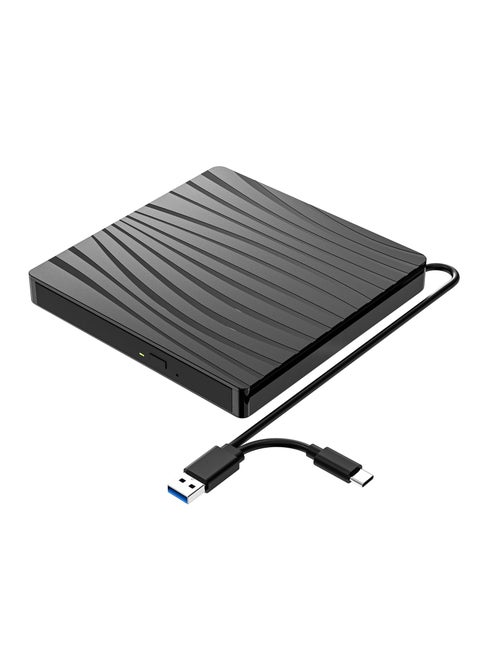 External CD/DVD Drive USB 3.0 & Type-C Portable Optical Burner for Laptop, PC, MacBook - Compatible with Windows & MacOS
