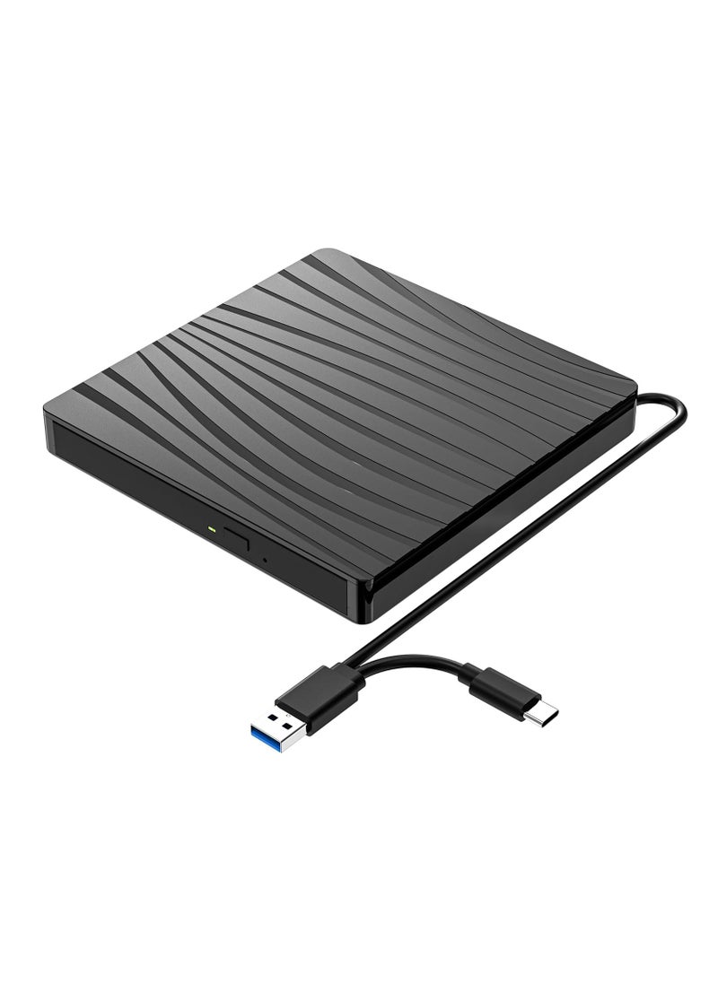 Generic - External CD/DVD Drive USB 3.0 & Type-C Portable Optical Burner for Laptop, PC, MacBook - Compatible with Windows & MacOS - Image 1