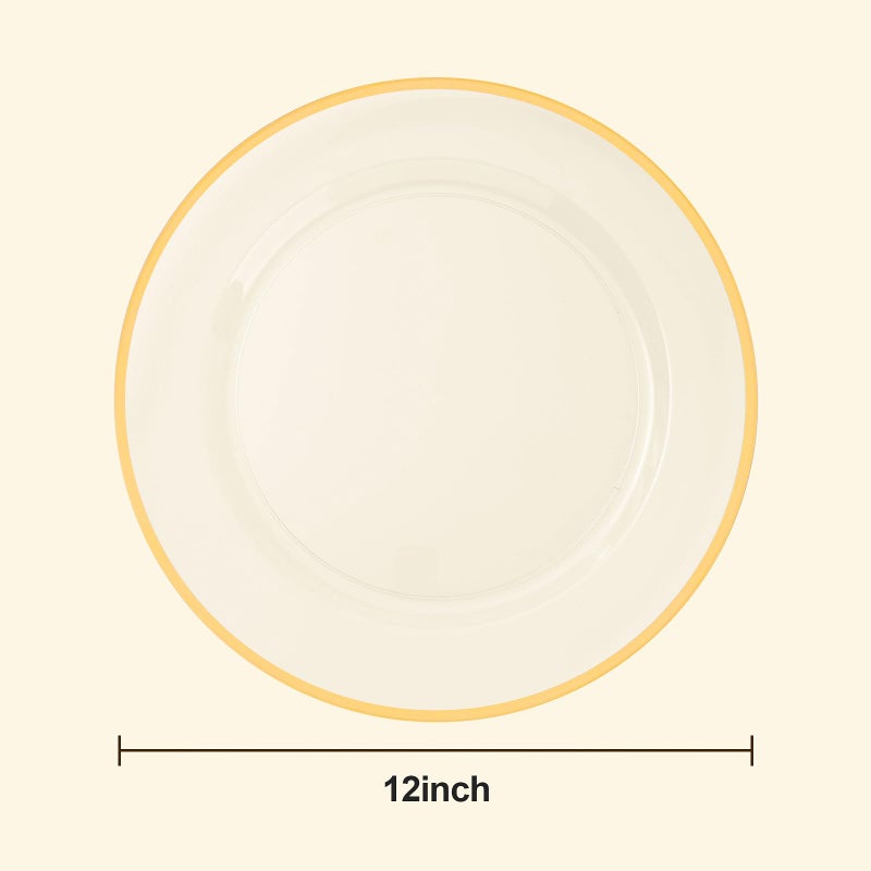 BESTSTAR 12 Inch Disposable Decor Charger Plates, 25 Pack Plastic Clear Plates with Gold Rim, Perfect Table Decor for Party, Wedding, Dinner - Image 2