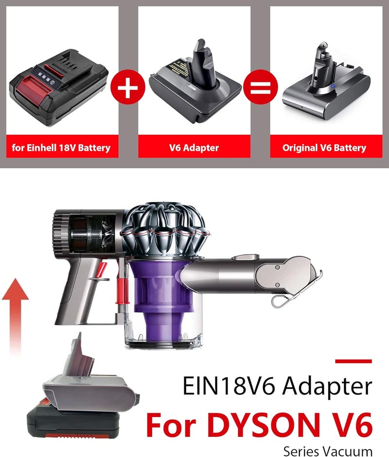 BTRUI محول بطارية Dyson V6 لبطارية Einhell 18V Power X Series ليثيوم لمكنسة Dyson V6 DC58 DC59 DC61 DC62 SV06 الكهربائية (محول EIN18V6) - Image 2