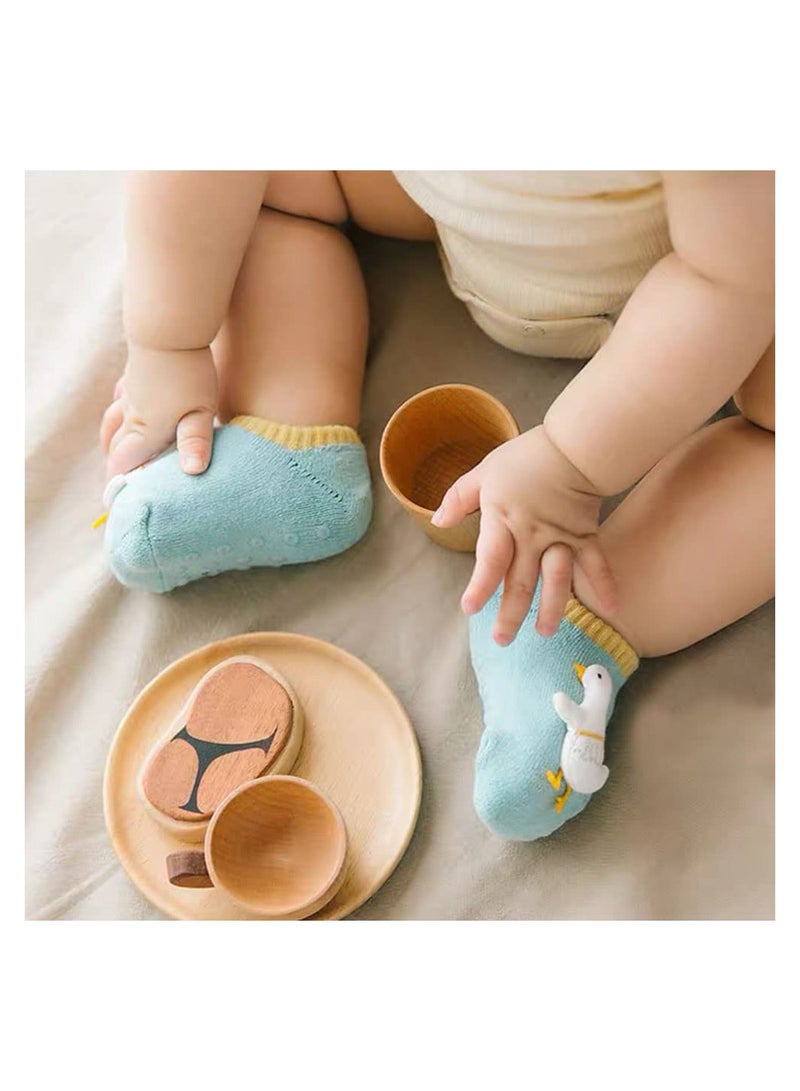 KASTWAVE 6Pcs Baby Non-skid Grip Socks, Kids Cartoon Cute Floor Ankle Socks with Grips, Cotton Animal Socks for Infants Toddlers Girls Boys 1-3 Years, M Size - Image 2