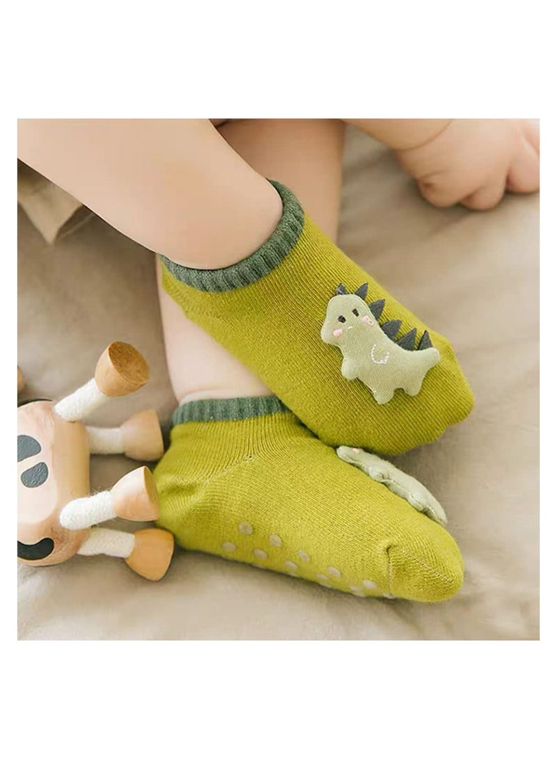 KASTWAVE 6Pcs Baby Non-skid Grip Socks, Kids Cartoon Cute Floor Ankle Socks with Grips, Cotton Animal Socks for Infants Toddlers Girls Boys 1-3 Years, M Size - Image 4