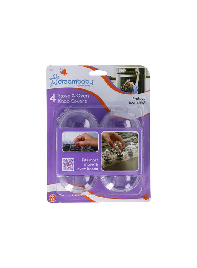 dreambaby 4-Piece Heatproof Child Safety Plastic Stove and Oven Knob Cover Set Clear F141 - Image 1