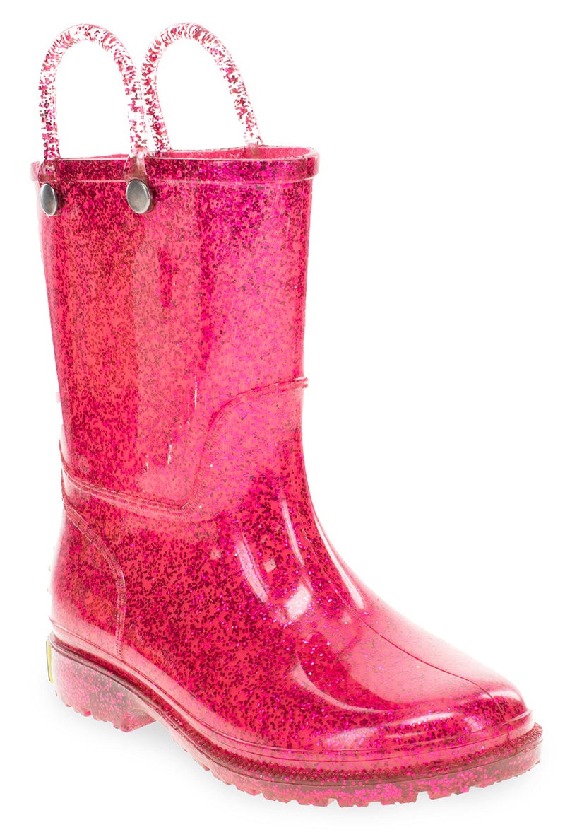 Western Chief Girl's Glitter Waterproof Rain Boot, Pink, 7 Toddler - Image 1