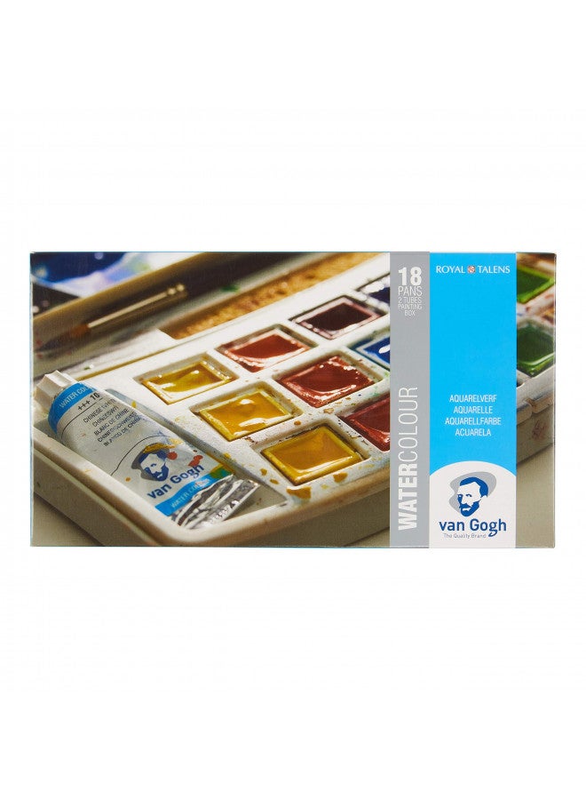 Van Gogh Watercolor Paint Set, Plastic Pocketbox, 18-Half Pan + 2x10ml - Image 2