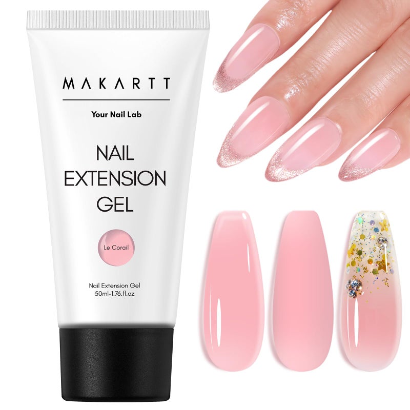 Makartt Poly Nail Gel Natural Pink 50ML 3D Gel Nail Builder Salon Supplies Easy DIY at Home