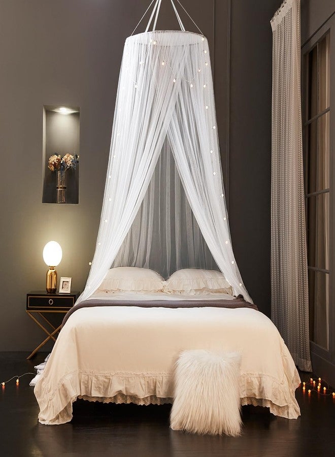 Akiky Bed Canopy Mosquito Net,Canopy Bed Curtains Full Queen King Size,Dome Mosquito Netting Bed Tent Canopy for Hanging Mesh Net (White) - Image 4