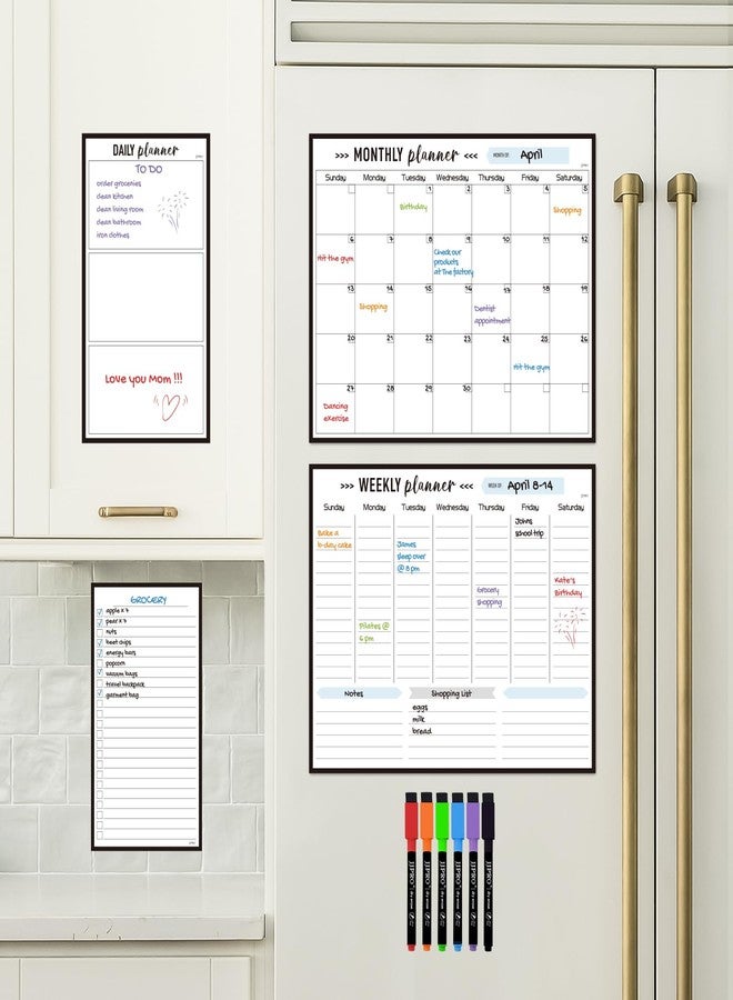JJPRO Non-Magnetic Dry Erase Calendar for Fridge, Reusable Monthly Calendar, Weekly Planner,Daily/To Do List Whiteboard Bundle -14.5"x11.5" Reusable Calendars Stick to Fridge,Wall, All Smooth Surfaces - Image 5