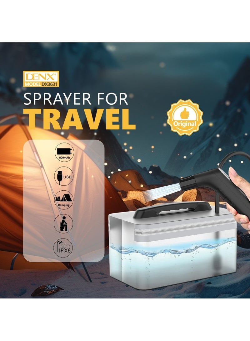 Denx Portable Electric Travel Shattaf Bidet with 1.2m Hose & 2.3L Water Tank – Handheld Muslim Compact Bidet for Home, Baby Care, Camping & Outdoor Use - Image 4