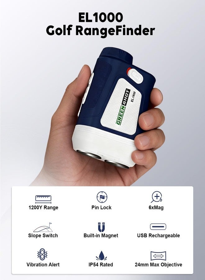 GREEN SHOT Golf Range Finder with Slope - 1200 Yards Range Finder Golf, 6X Magnification Laser Rangefinder Magnetic with Flag Pole Lock Vibration, Rechargeable Compact Golf Accessories for Men - Image 2