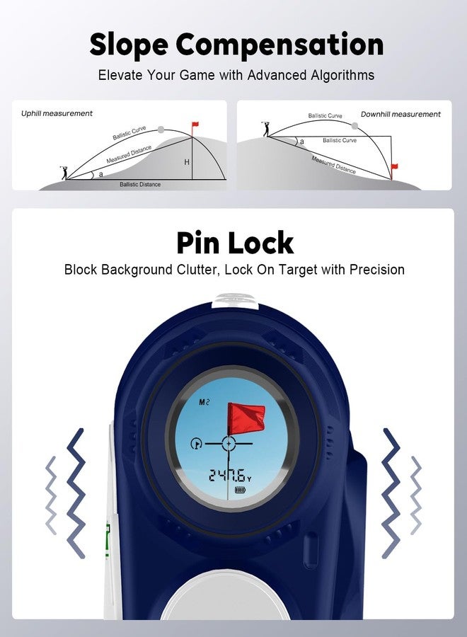GREEN SHOT Golf Range Finder with Slope - 1200 Yards Range Finder Golf, 6X Magnification Laser Rangefinder Magnetic with Flag Pole Lock Vibration, Rechargeable Compact Golf Accessories for Men - Image 4