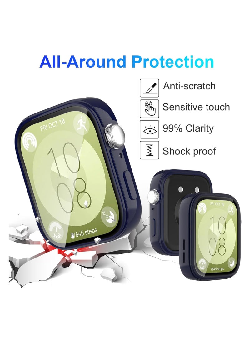 KASTWAVE 4 قطع من حافظات الحماية المتوافقة مع ساعة هواوي WATCH FIT 3، غطاء وجه ناعم من مادة TPU، مجموعة ممتص الصدمات الواقي الكامل المقاوم للخدش، ملحقات ساعة ذكية رفيعة للغاية، شفافة، وردية ذهبية، سوداء، وردية - Image 3