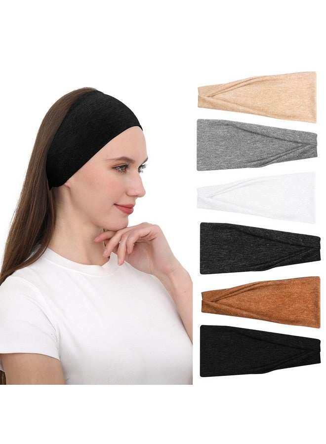RITOPER Headbands for Women Non Slip, Wide Workout Headbands Cotton Black White Head Bands Hair Bands for Women's Hair, Thick Headbands Head Wraps for Fashion, Yoga, Running, Spa Day, Party, Travel - Image 1